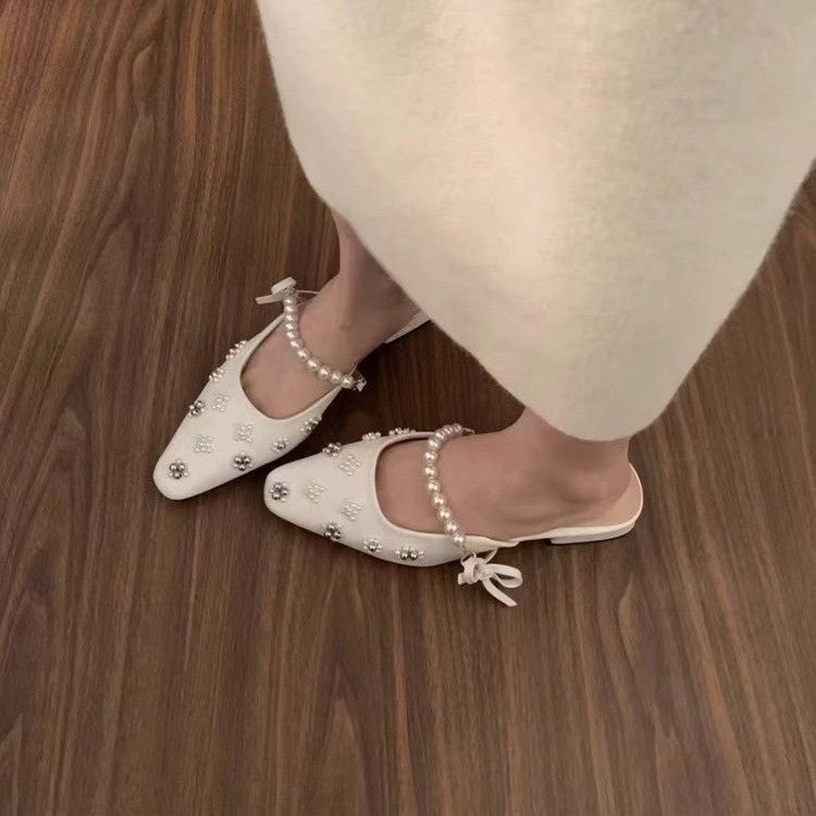Femme Elegante Perleudsmykkede Slingback Mules Stilla