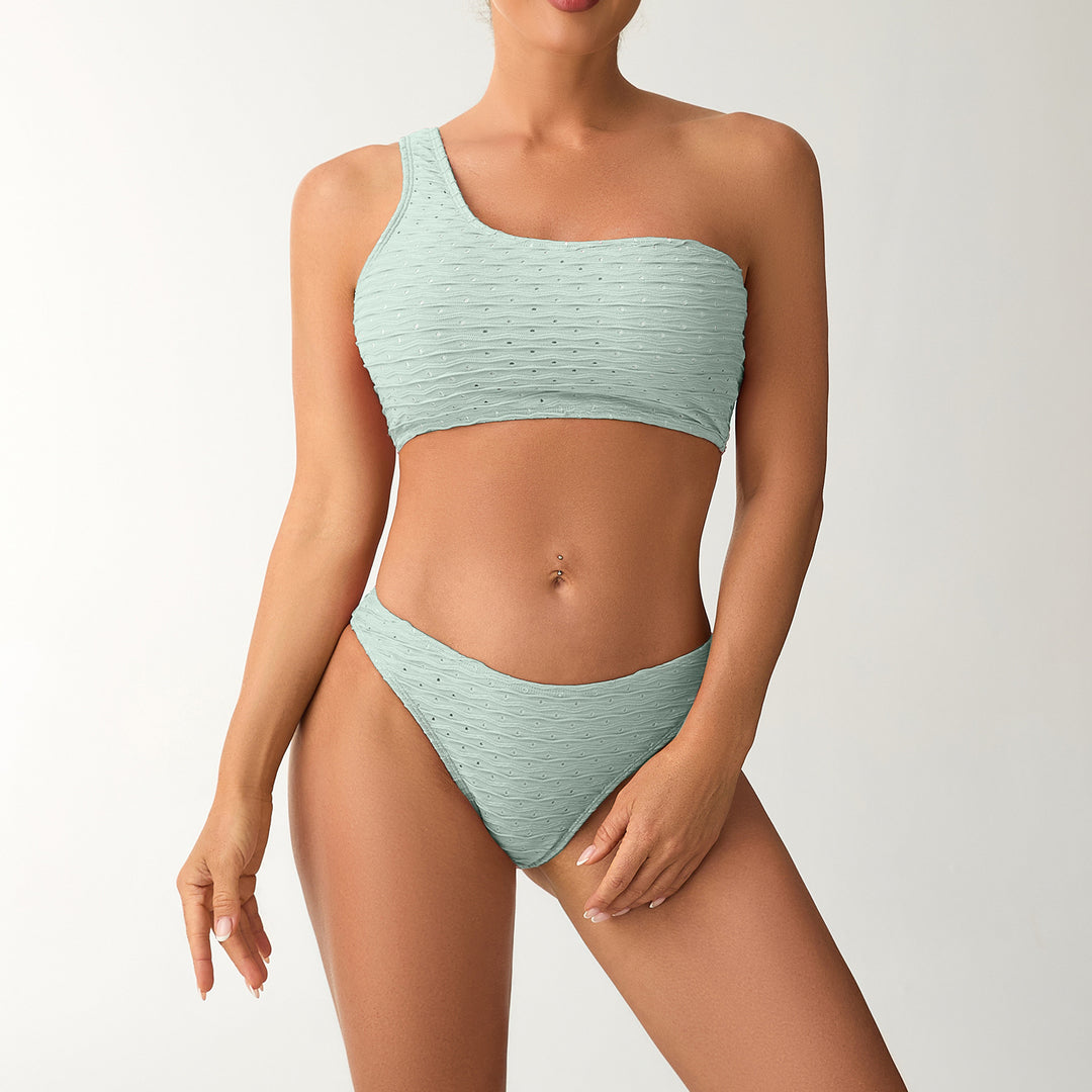 Dame Bikini-sæt med asymmetrisk top og særligt elastisk materiale Stilla