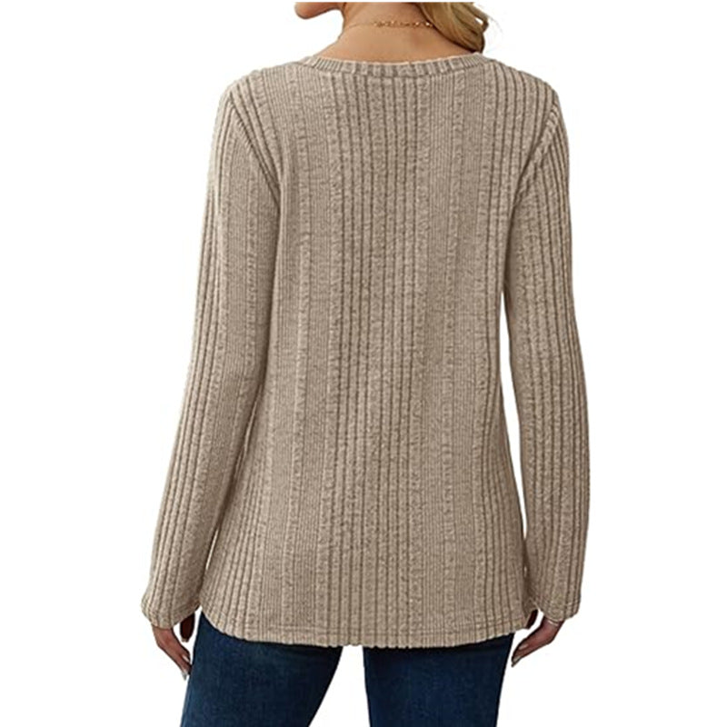 Dame Stor V-Udskæring Sweater med Ribbestruktur Stilla