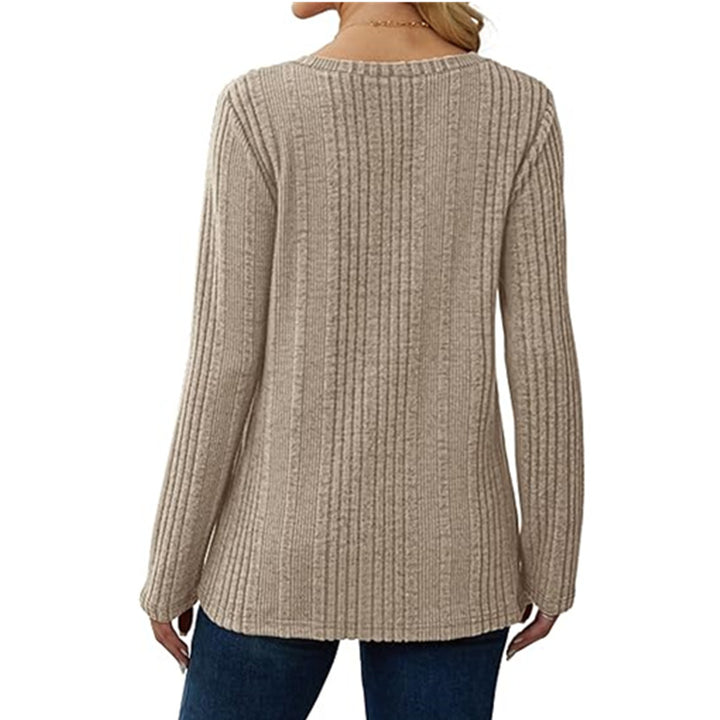 Dame Stor V-Udskæring Sweater med Ribbestruktur Stilla
