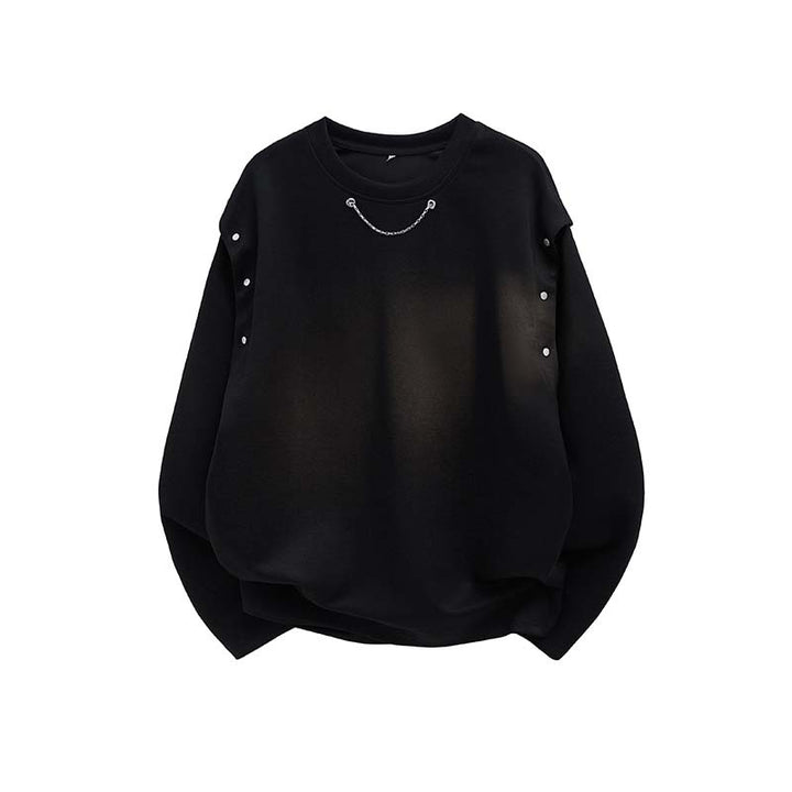 Femme Elegante Store Sweatshirt med Dekorative Knapper Stilla