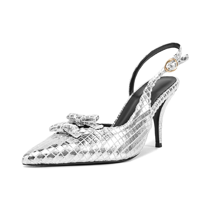 Dame Spids-tå Slingback-hæle med dekorativt sløjfedetalje Stilla