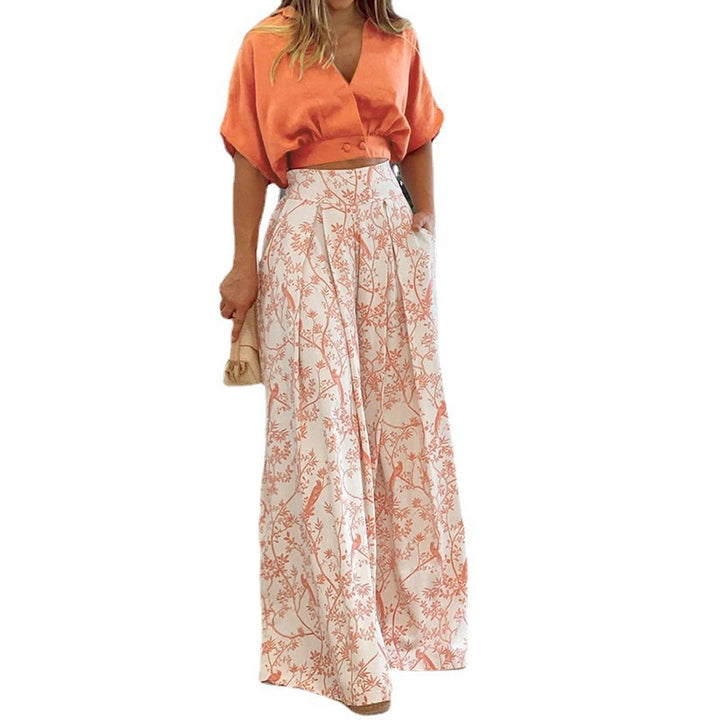 Dame cropped bluse med elegant vikkelook og høj talje Stilla
