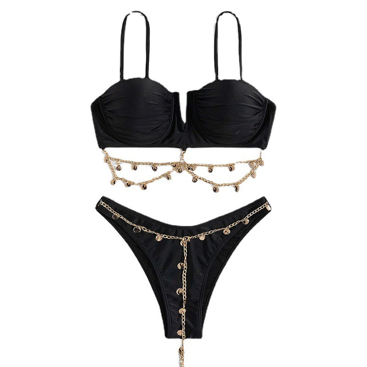 Dame Luksuriøs Bandeau-Bikini med blankt halspryd Stilla