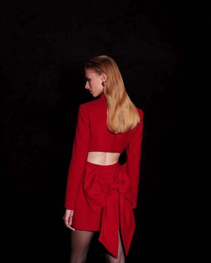 Dame Chicer mini nederdel med rygvisning og stort sløjfedetalje Skovae