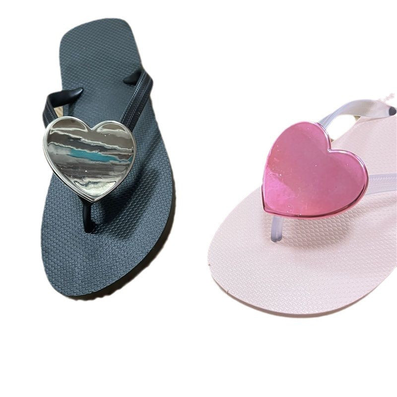 Dame Elegante og komfortable Flip-Flops med hjerteapplikation Stilla