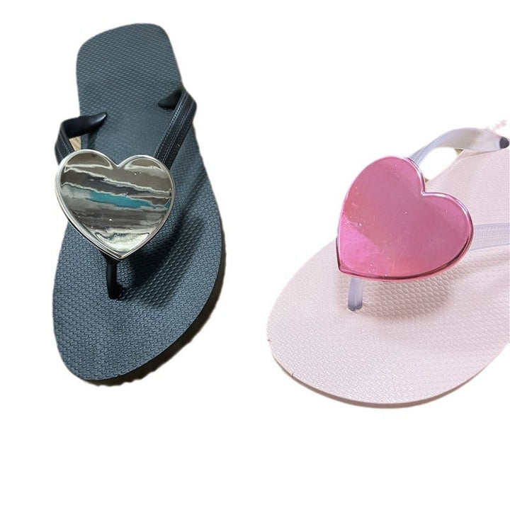 Dame Elegante og komfortable Flip-Flops med hjerteapplikation Stilla