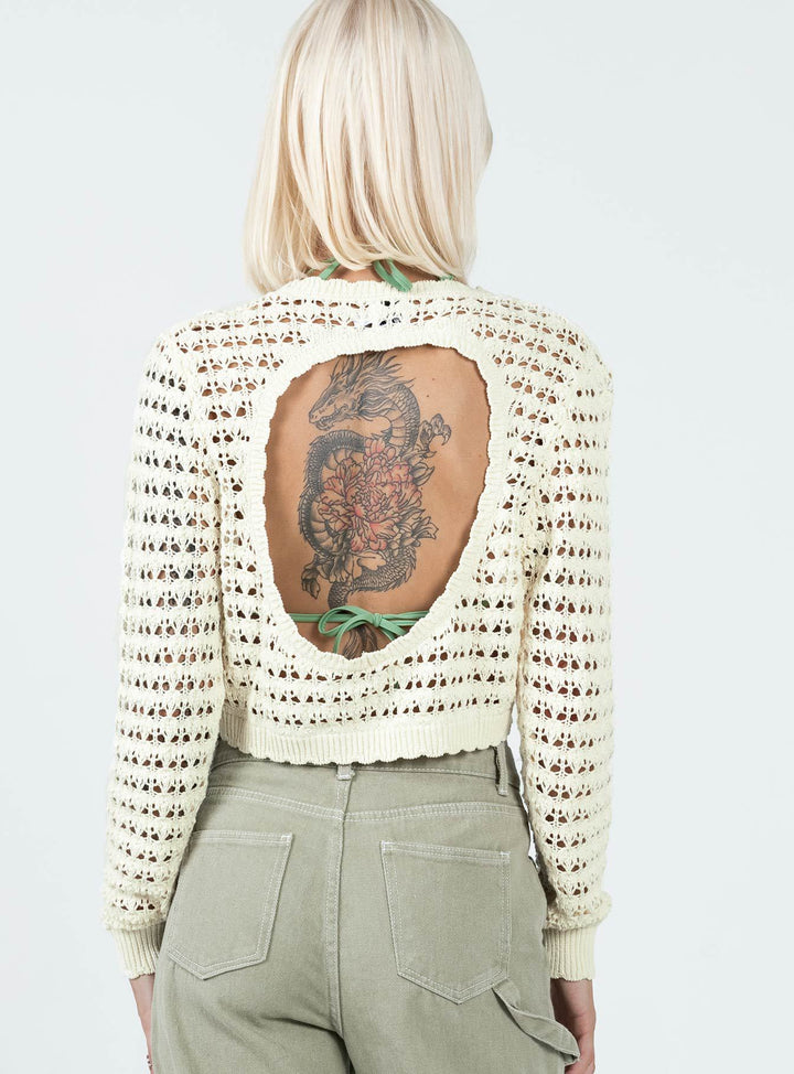 Dame hæklede Crop-Top med moderne hulstruktur Skovae