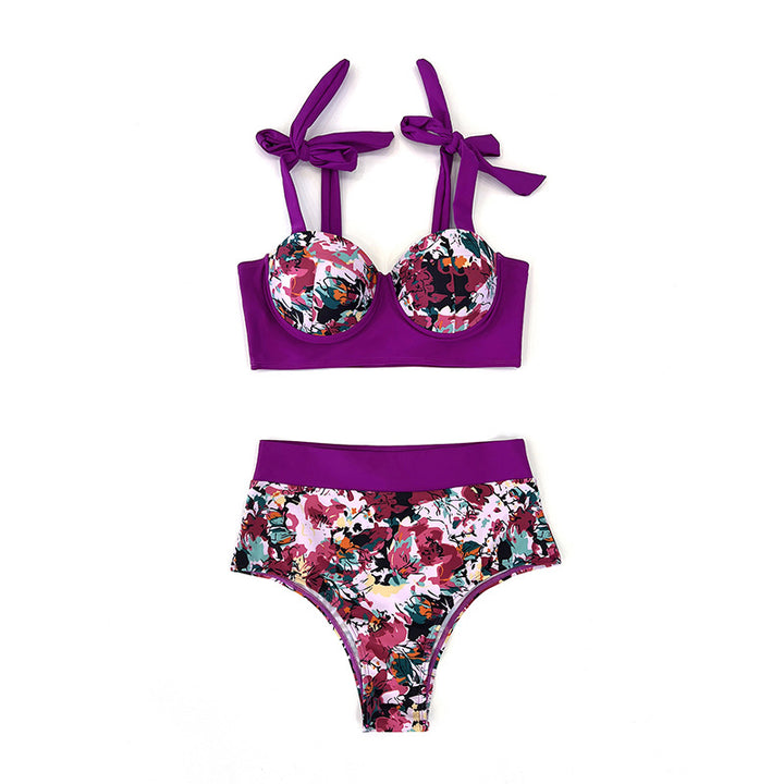 Dame højtaljet bikini med elegant bustier og raffineret snit Skovae