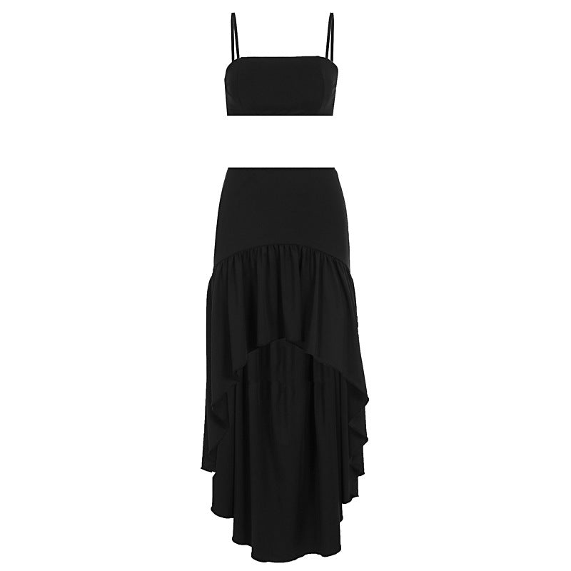 Dame sæt af crop-top og asymmetrisk maxiskirt Skovae