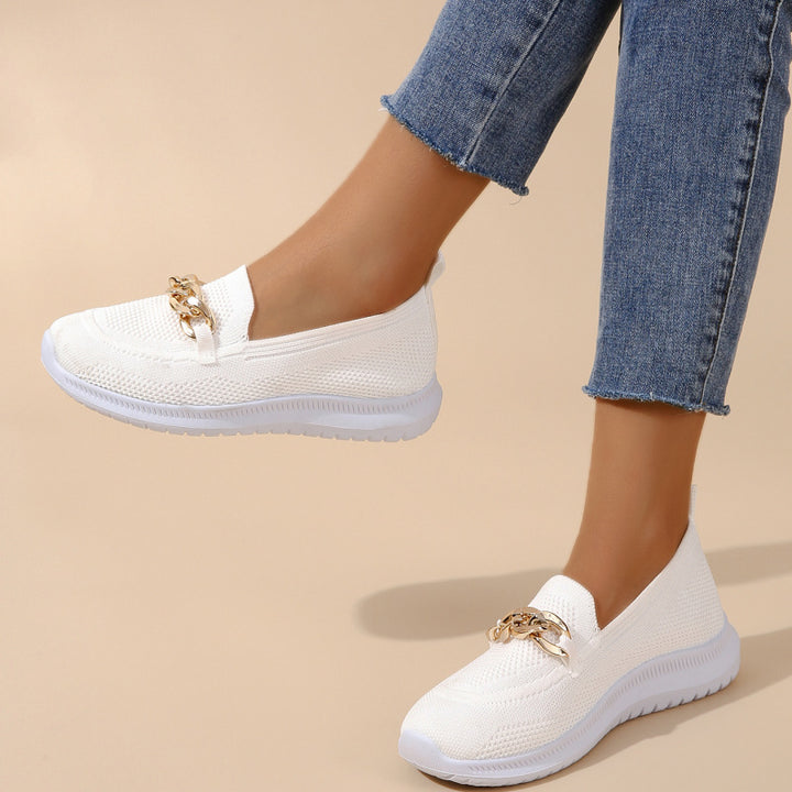 Dame Behagelige Slip-On Sneakers med moderigtigt Kæde-Detalje Stilla