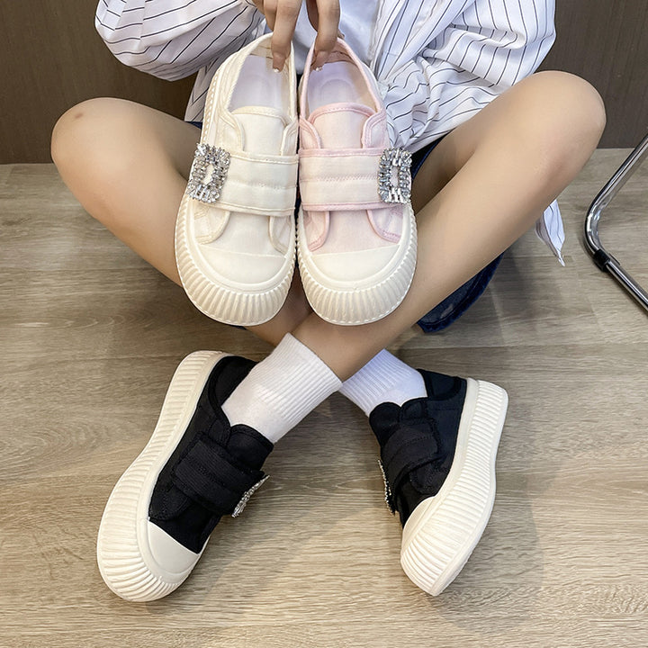 Dame Sneakers med moderne design og strassbesat velcro Stilla