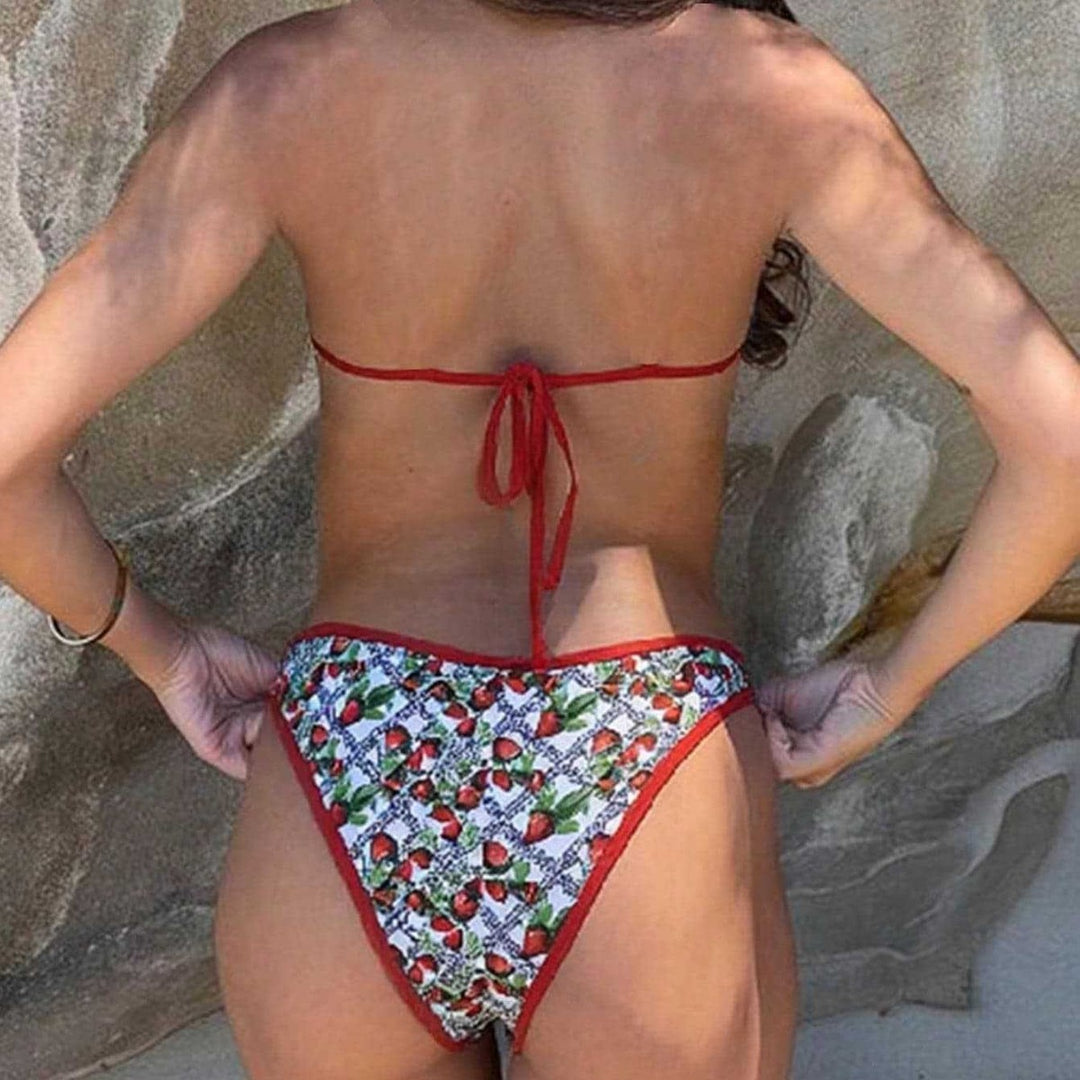 Dame triangel-bikini med flæse detaljer Skovae