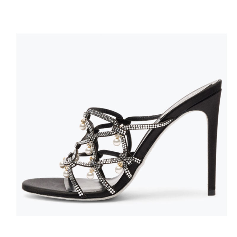 Femme High-Style Strappy High-Heels Sandaler med perle- og strassdetaljer Stilla
