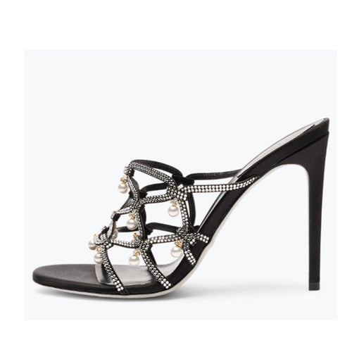 Femme High-Style Strappy High-Heels Sandaler med perle- og strassdetaljer Stilla