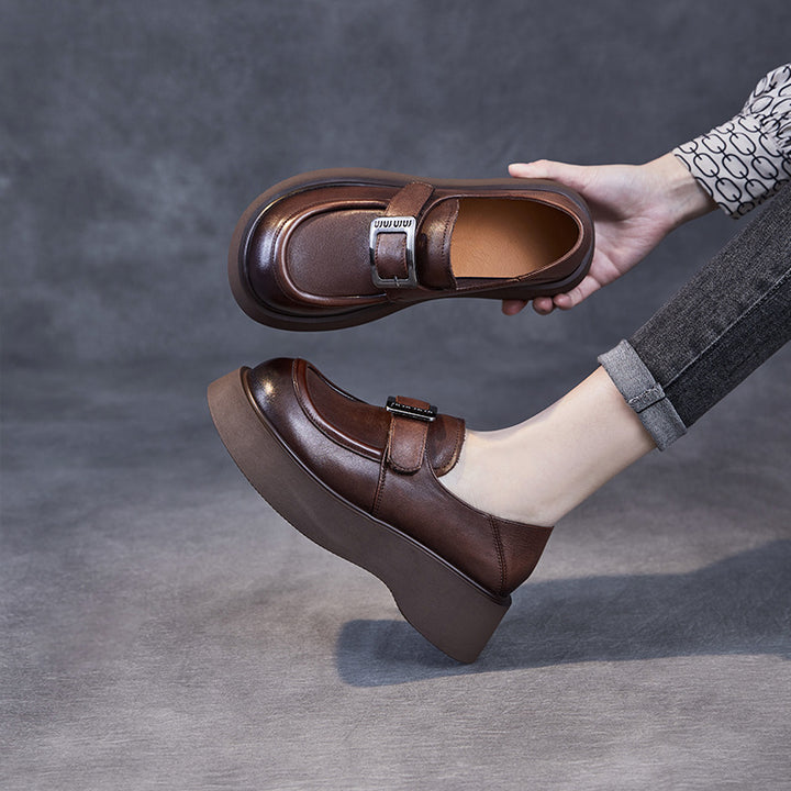 Femme Chunky Platform Loafers med dekorativ spænde-detail Stilla
