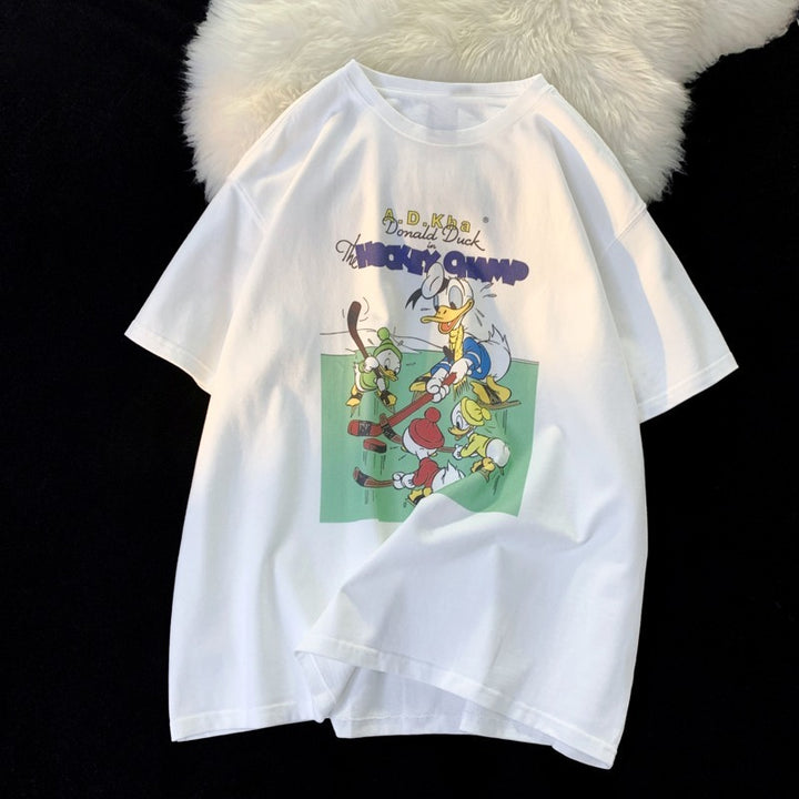 Dame T-shirt med historisk comic-print og casual snit Stilla