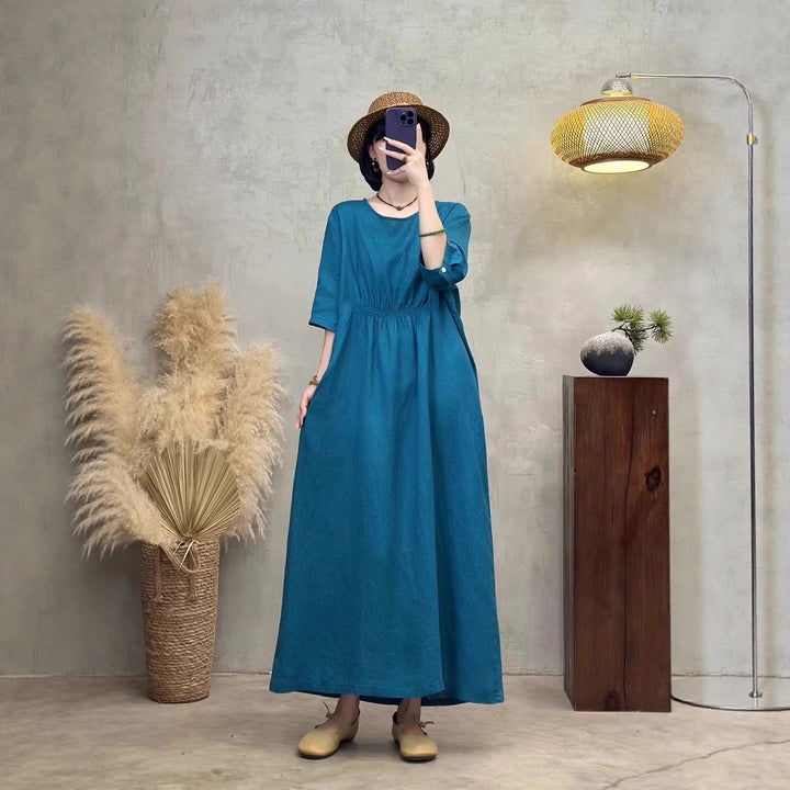 Dame Elegant Maxi-Kjole med Empire-talje Stilla