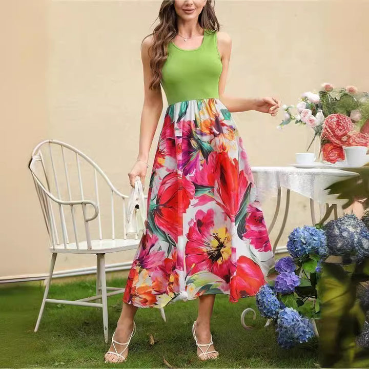 Dame Blomster Lagdelt Maxi Kjole Stilla