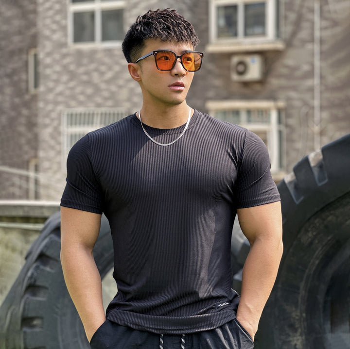 Herrer Sporty kompressions-T-shirt med struktureret design Stilla