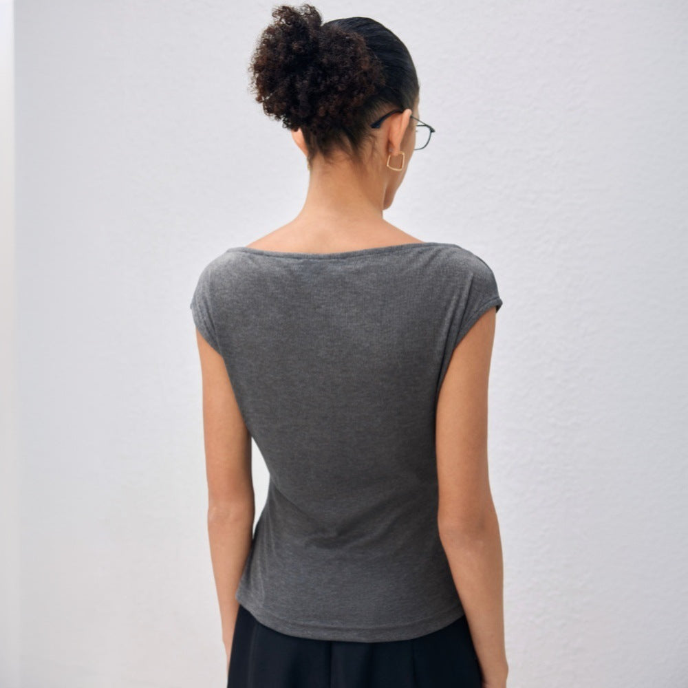 Damer elegant top med asymmetrisk draperet design Stilla