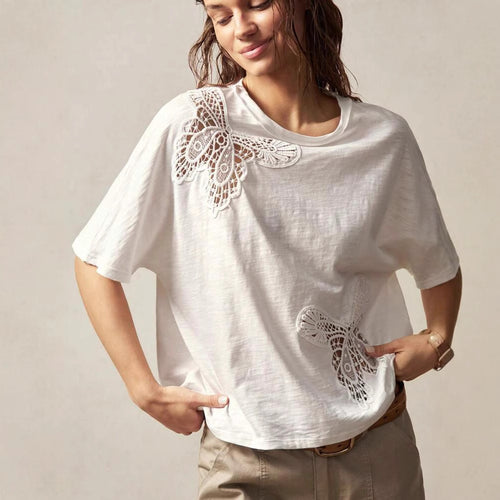 Dame Lace-Detail T-Shirt Stilla