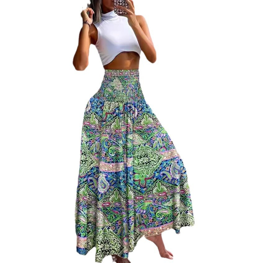 Dame Bohemian Trykt Maxi Nederdel Stilla