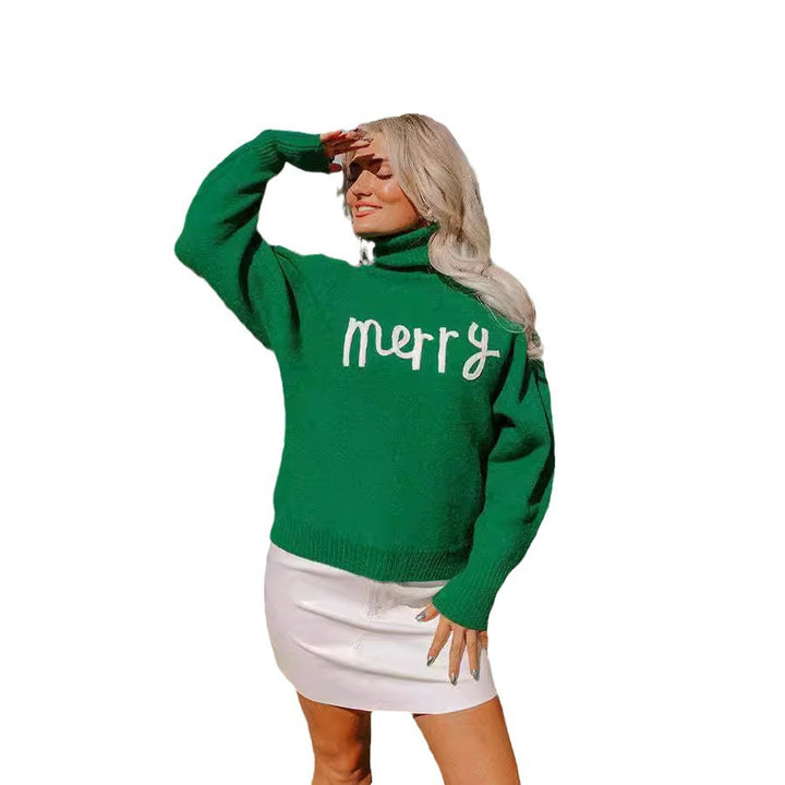 Kvinders turtleneck sweater med festlig tekst Stilla