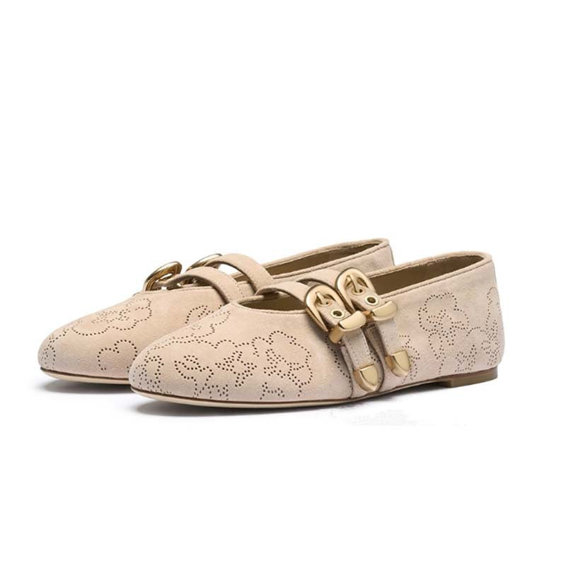 Femme Elegante Floral-Dekorerede Slip-On Flats Stilla