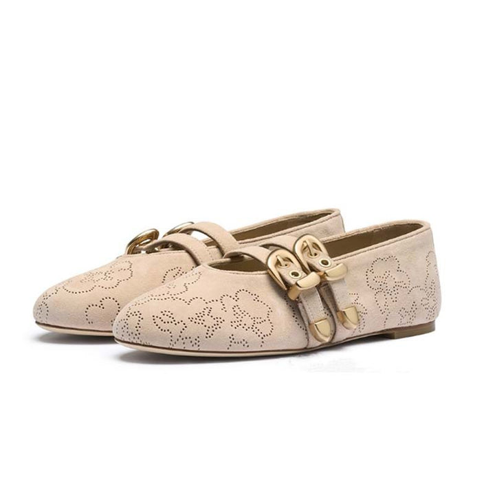 Femme Elegante Floral-Dekorerede Slip-On Flats Stilla