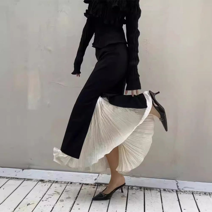 Kvinders elegante maxi nederdel med sideslidser og lagdelt udseende Stilla