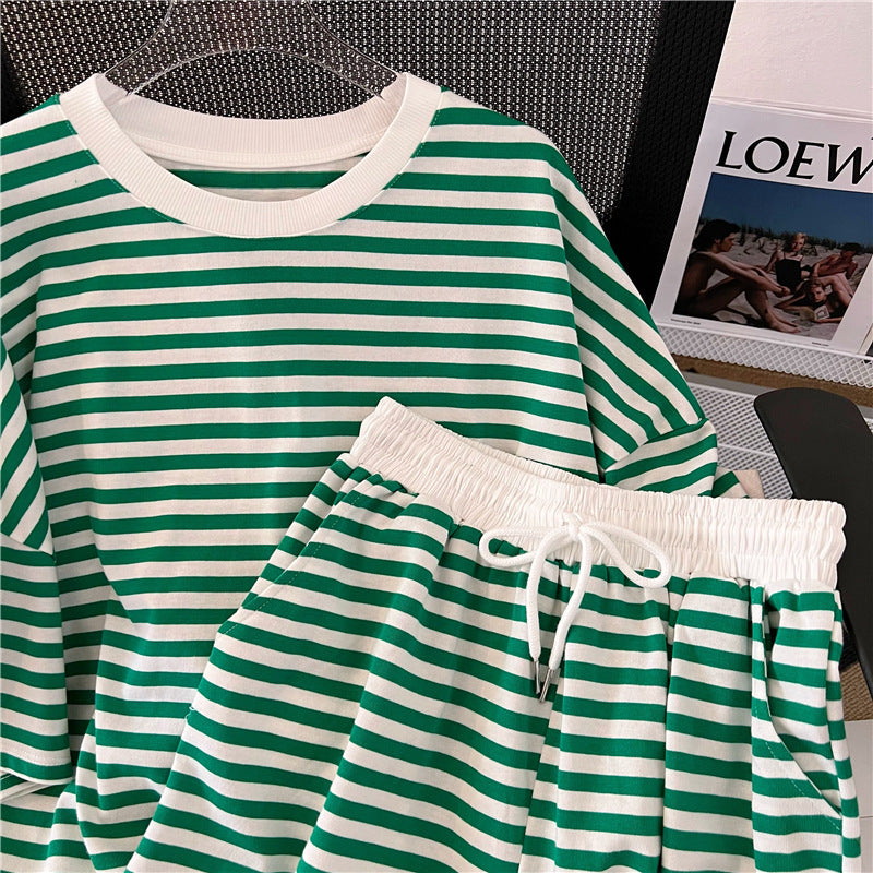 Femme Relaxed Fit Stribet Loungewear Sæt Stilla