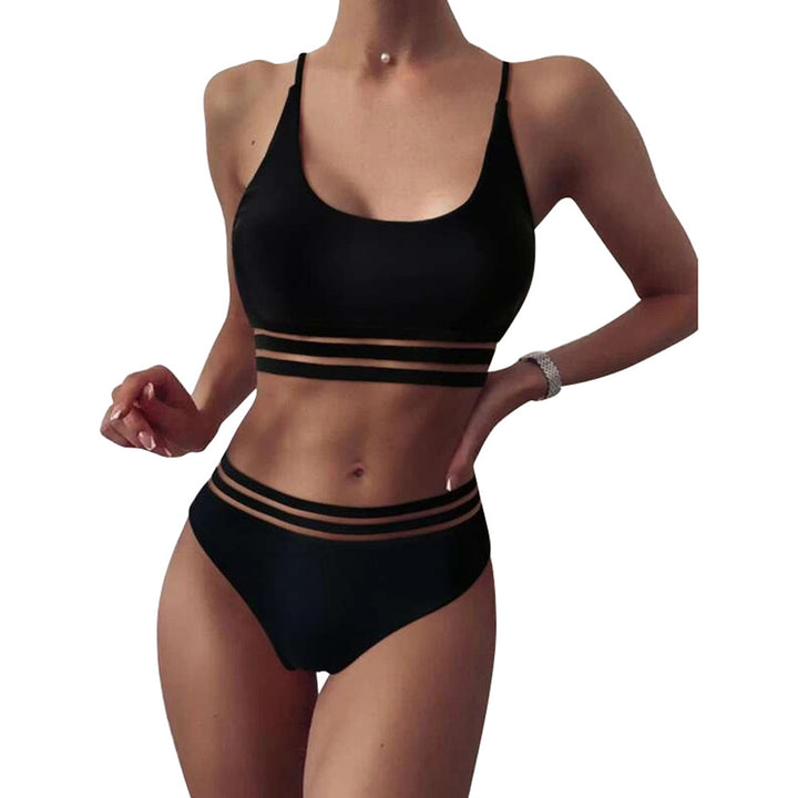 Dame Bikini-sæt med stilfulde stripe-detaljer og høj talje Stilla