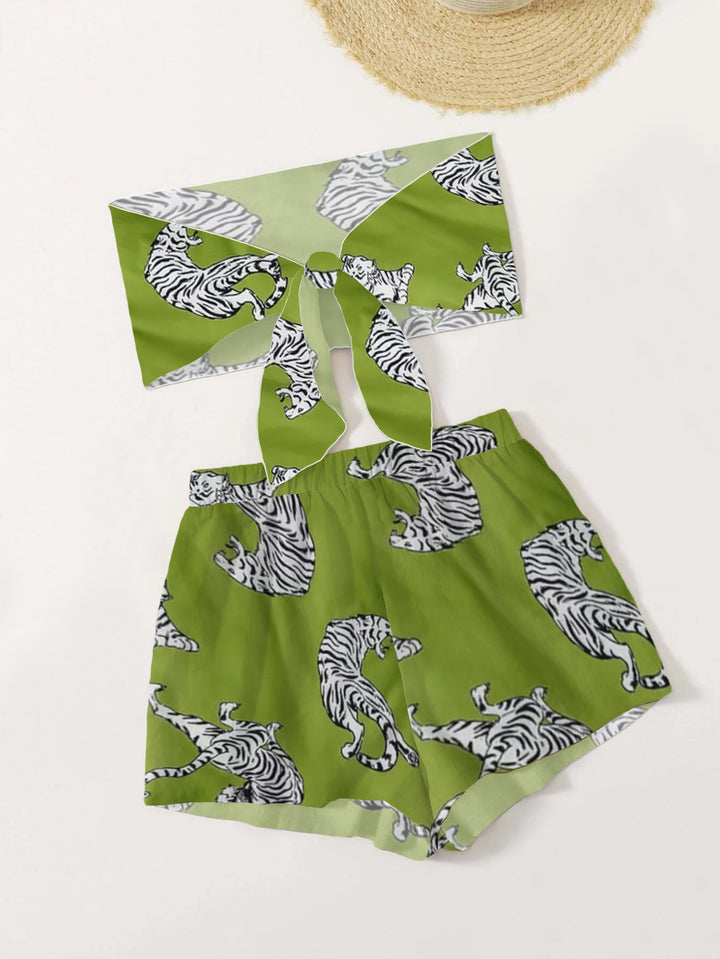 Dame mode Crop-Top og Shorts Sæt Stilla
