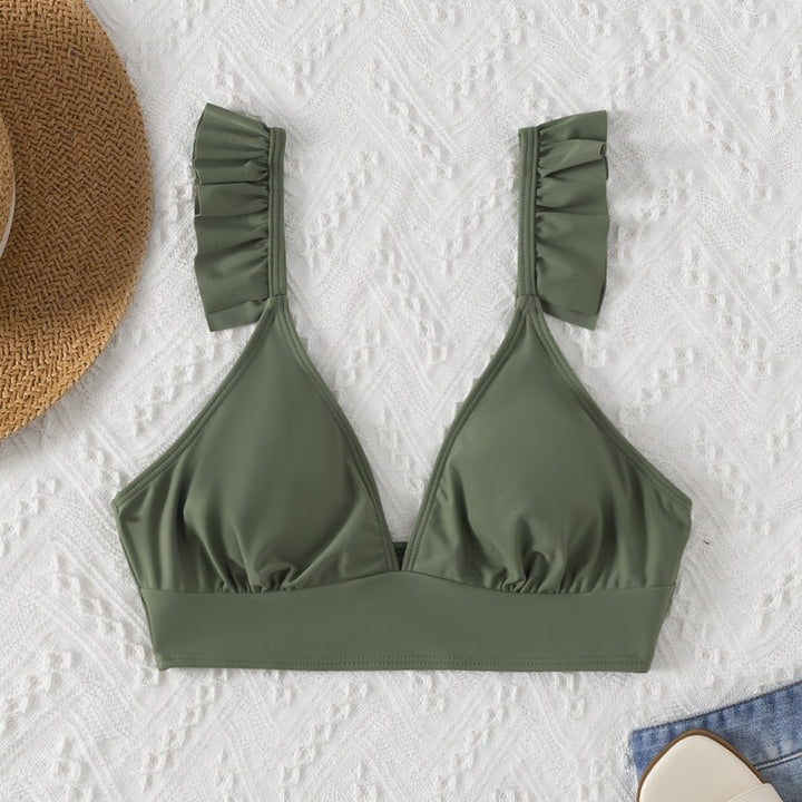 Dame triangle-bikini top med modiske flæsedetaljer og justerbare stropper Stilla