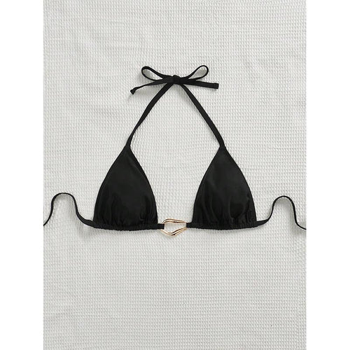 Dame trekant-bikini top med justerbare stropper og elegant guldspænde Skovae