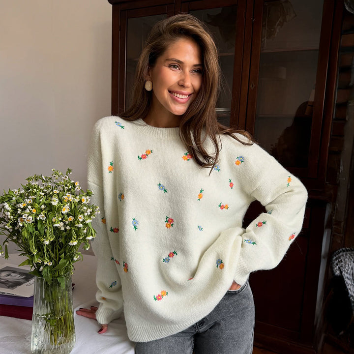 Kvinder blød bomulds cover-up med blomsterdesign og elastisk talje Stilla