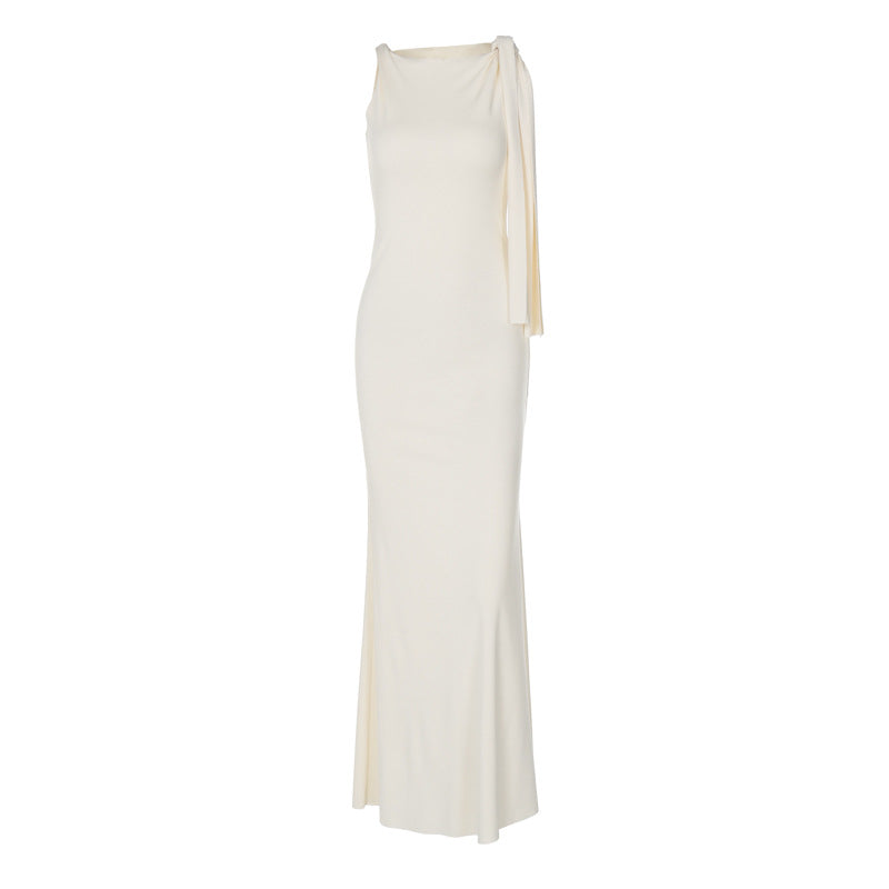 Dame Elegant Maxikjole med asymmetrisk stropdetaljer Skovae