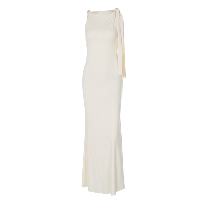 Dame Elegant Maxikjole med asymmetrisk stropdetaljer Skovae