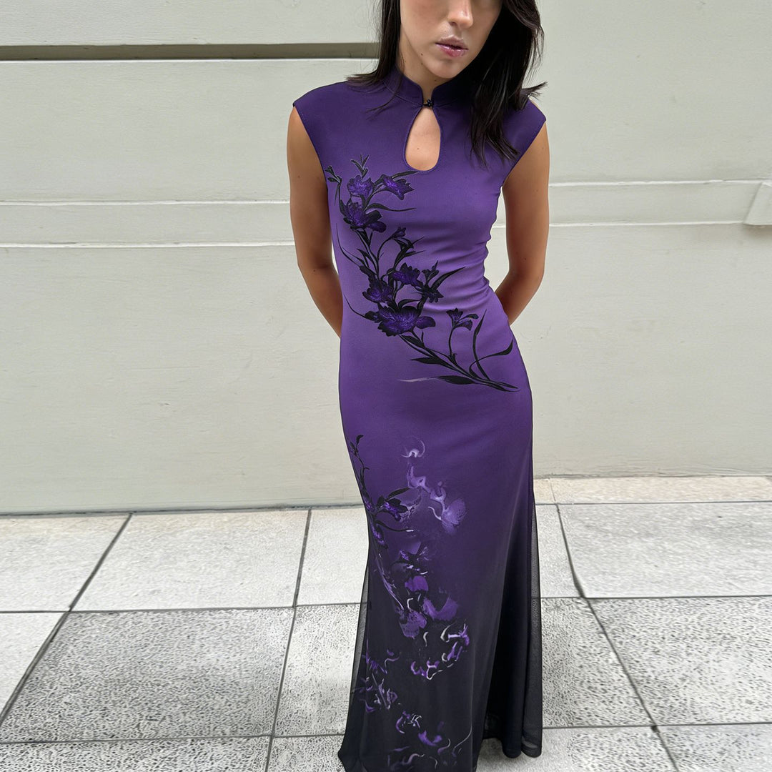Dame Maxikjole med elegant, floral design Skovae