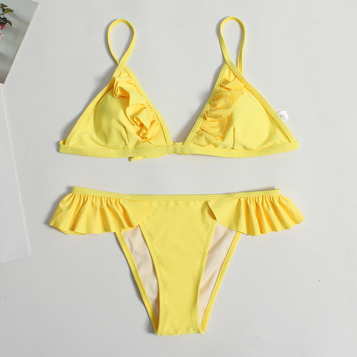 Dame Triangel-Bikini med legende ruffle-design og justerbare stropper Stilla