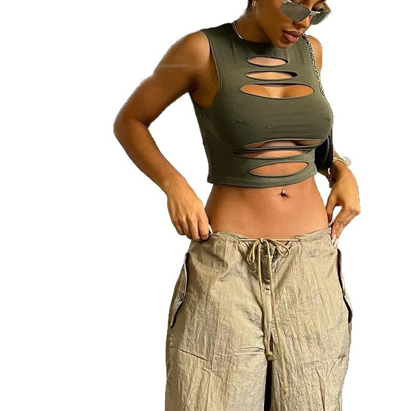 Damer Cut-Out Crop-Top Skovae