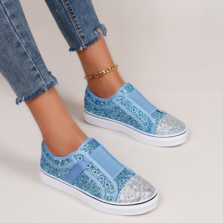 Dame Glitrende Sneakers med elastisk remdesign og skridsikker sål Stilla