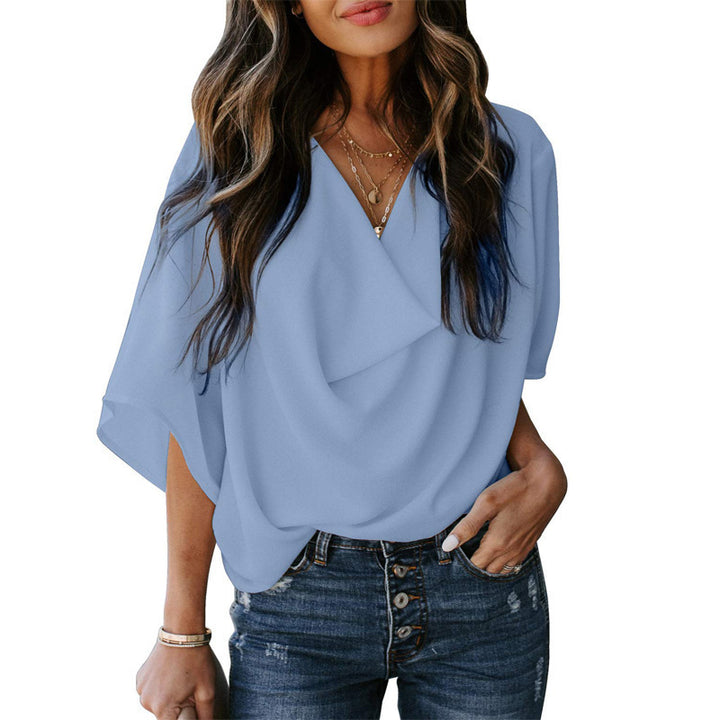 Damer elegant oversized top med drapering Stilla