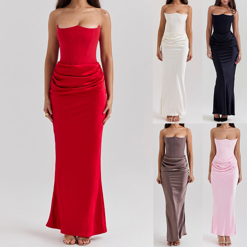 Dame Kroppensær Aftenkjole med stilfulde Rynker og elegant Bustier Stilla