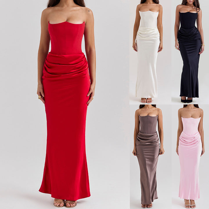 Dame Kroppensær Aftenkjole med stilfulde Rynker og elegant Bustier Stilla