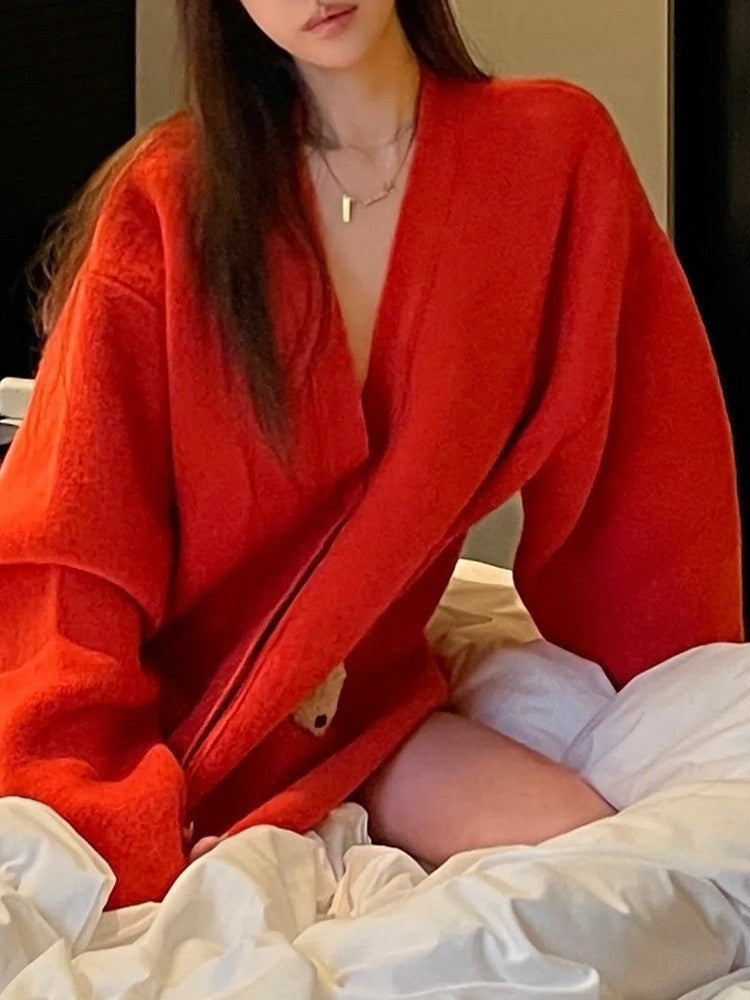 Damer Behagelig Oversized Strikfrakke Stilla