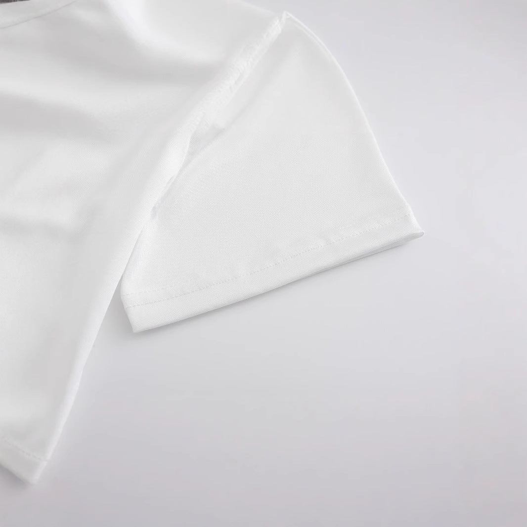 Dame Crop-T-shirt med kreativ, sjov tekst og figursyet snit Skovae