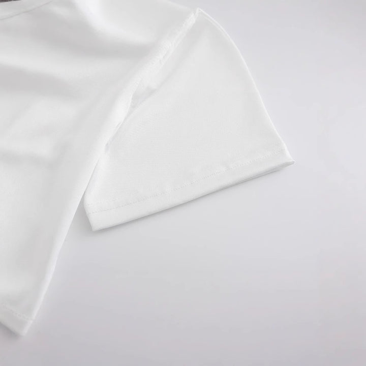 Dame Crop-T-shirt med kreativ, sjov tekst og figursyet snit Skovae