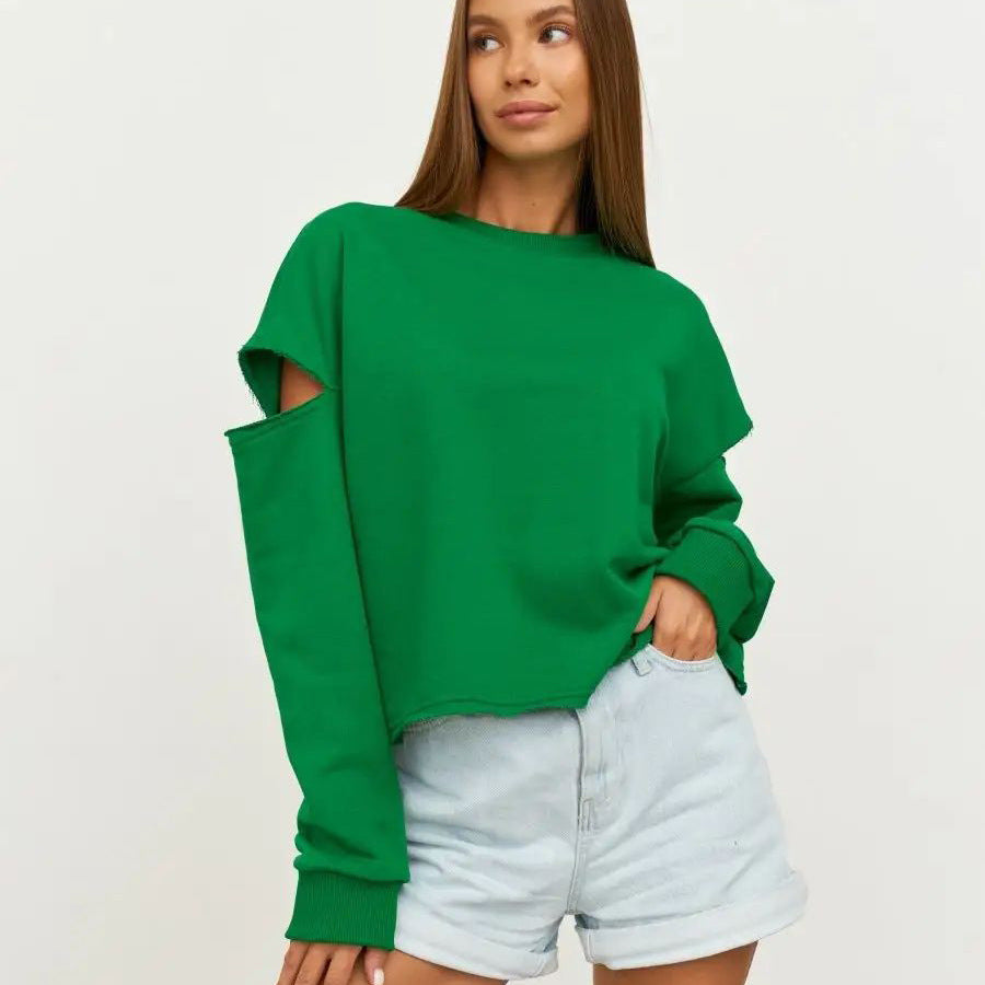 Dame afslappet sweatshirt med asymmetrisk cut-out-detaljer og oversized snit Stilla